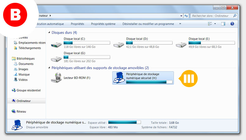 Vous visualisez le périphérique de stockage
