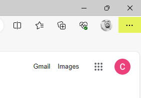 Le bouton des trois points horizontaux, en haut à droite de Microsoft Edge