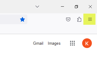 Le bouton des trois traits horizontaux, en haut à droite de Firefox